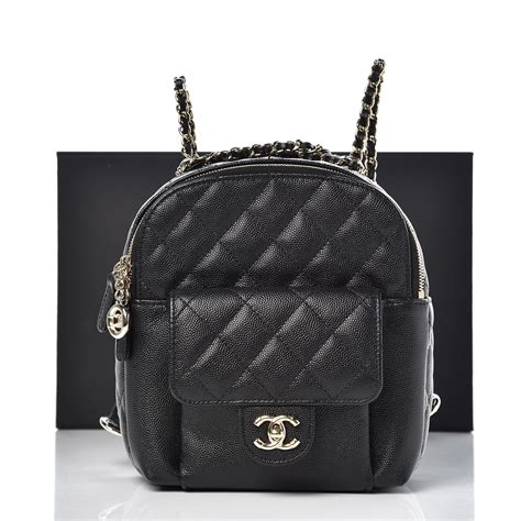 chanel caviar quilted small cc day backpack black